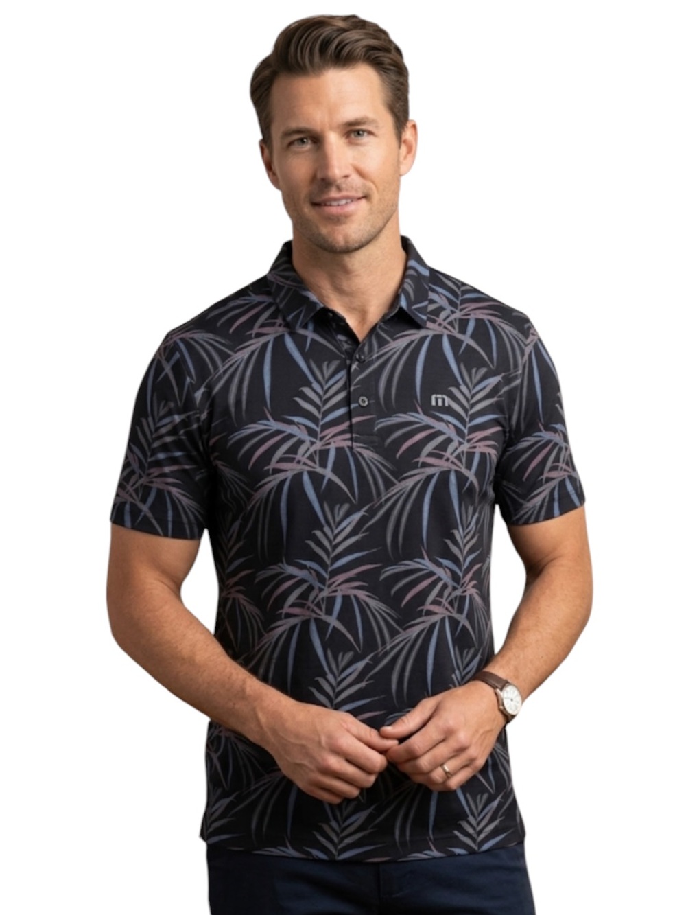 TravisMathew Palm Leaf Polo Shirt L Coastal Grandpacore Resortwear Golfcore
R